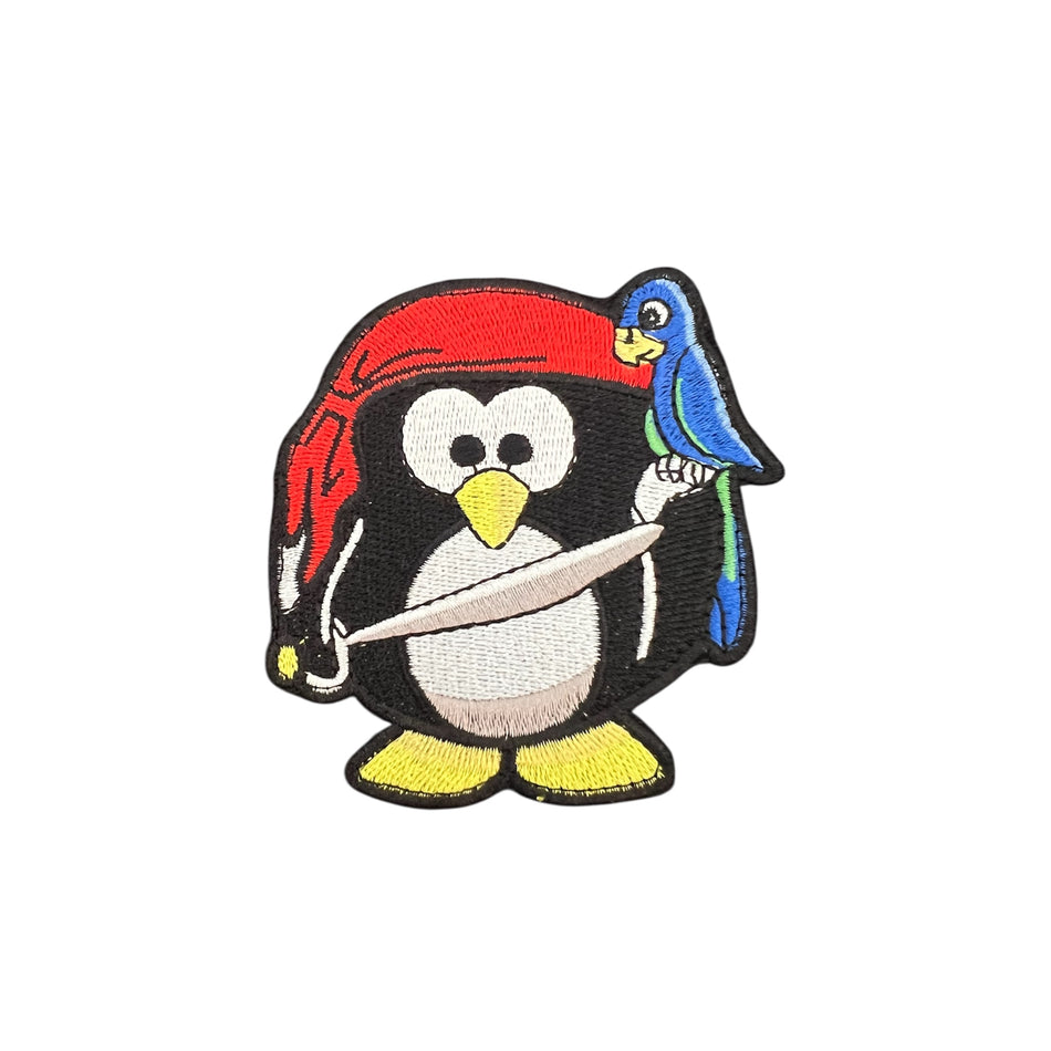 Pirate Penguin Embroidered Velcro Patch