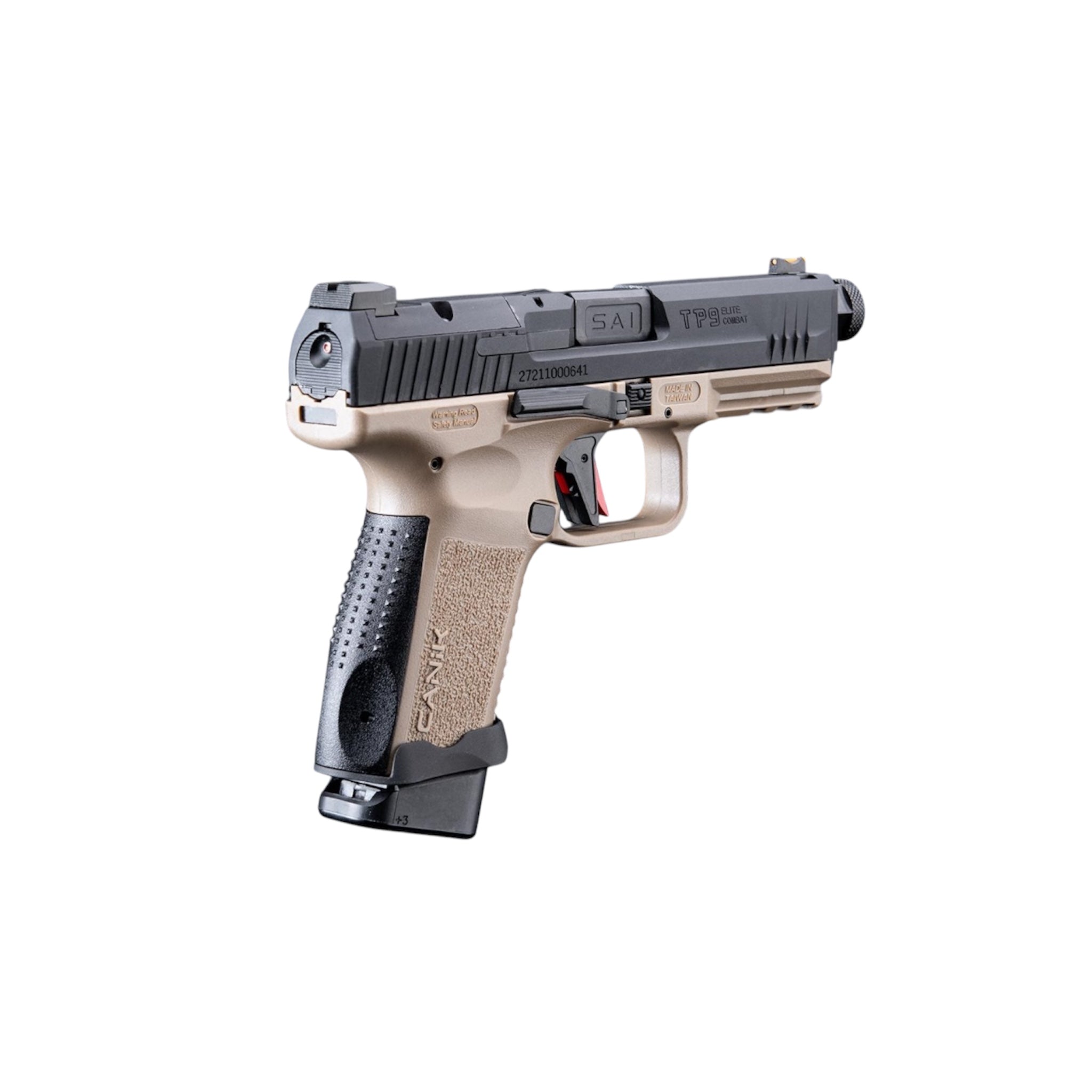 EMG Cybergun CANIK x Salient Arms International Officially Licensed TP9 9x19mm Elite Combat GBB Gel Blaster Replica - 2 Tone