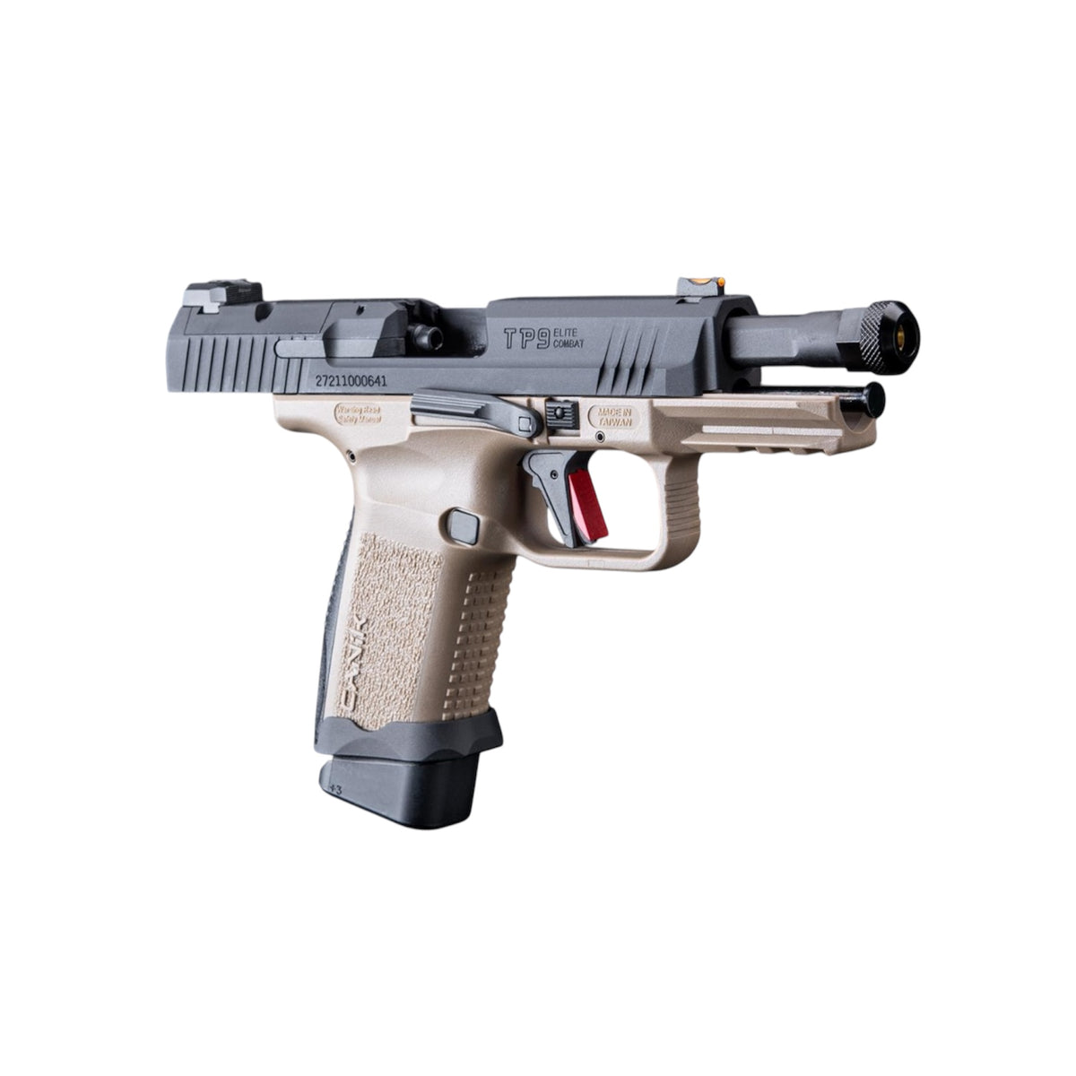 EMG Cybergun CANIK x Salient Arms International Officially Licensed TP9 9x19mm Elite Combat GBB Gel Blaster Replica - 2 Tone