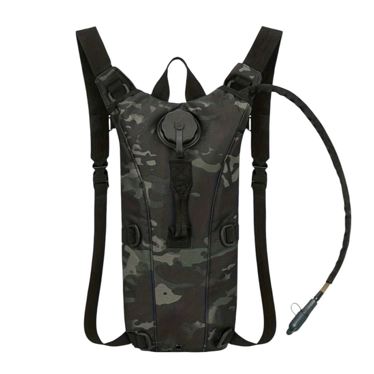 Tactical Hydration Backpack with 2.5L Water Bladder - Black Camouoflage