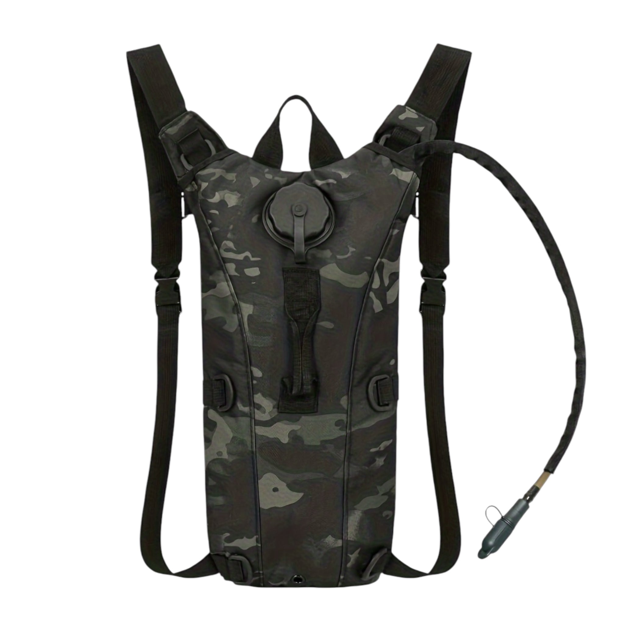 Tactical Hydration Backpack with 2.5L Water Bladder - Black Camouoflage
