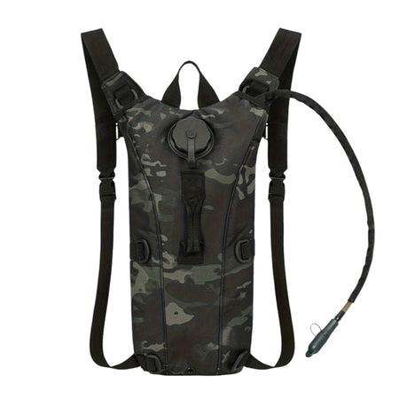 Tactical Hydration Backpack with 2.5L Water Bladder - Black Camouoflage
