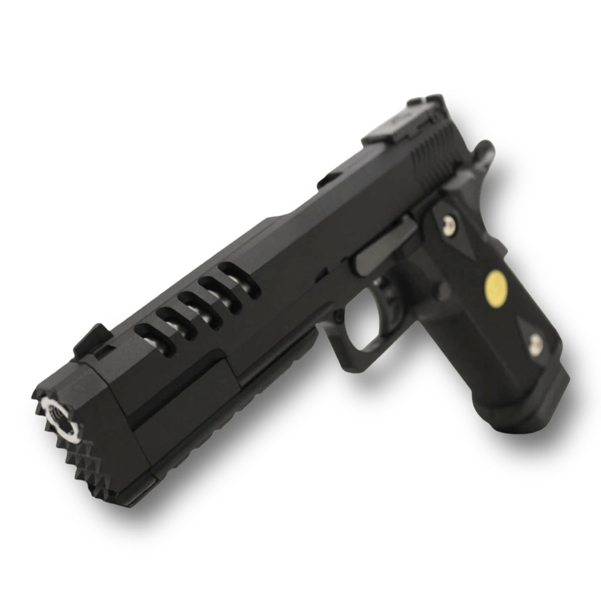 WE Tech 'Hyper Strike' 5.2" Hi-Capa GBB Gel Blaster Pistol - K Frame with Swordfish Compensator - WE-H012 - Black & Silver