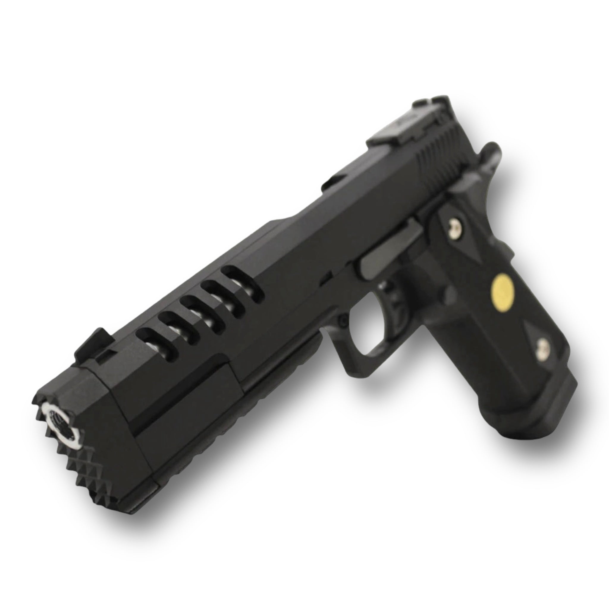 WE Tech 'Hyper Strike' 5.2" Hi-Capa GBB Gel Blaster Pistol - K Frame with Swordfish Compensator - WE-H012 - Black & Silver