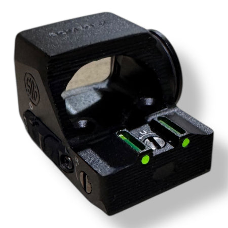 Sig Sauer Romeo-X 1x24mm Reflex Sight - Illuminated Green Dot RMR with inbuilt Fibre Optic rear dovetail sight & adjustable illumination levels