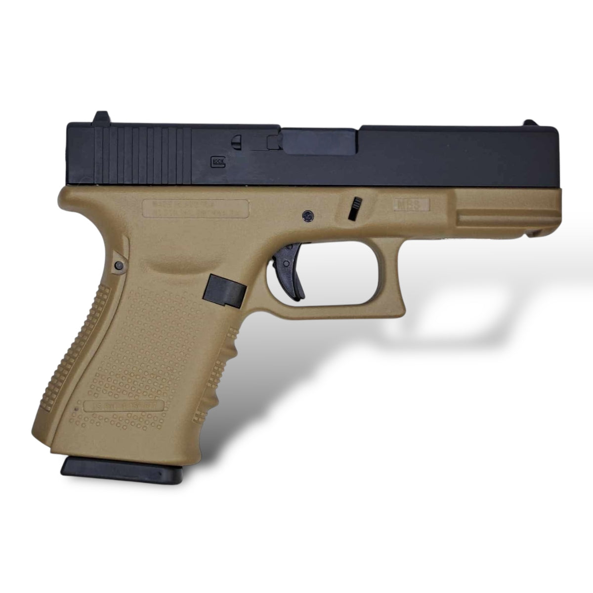 E&C Glock G19 Gen4 GBB with Aluminium Slide Gel Blaster Replica Pistol EC-1306-DE1 - Black & Desert Earth