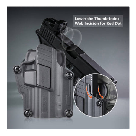 Cytac MegaFit Gen 2 Universal Holster with Belt Paddle Attachment - perfect design for holstering pistols fitted with a Red Dot holographic Reticle sight