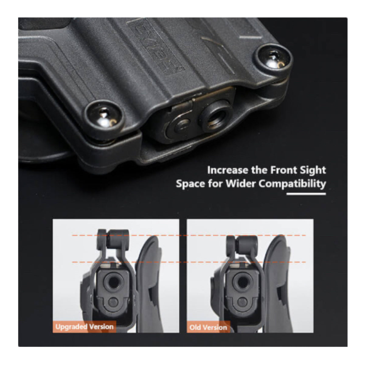 Cytac MegaFit Gen 2 Universal Holster with Belt Paddle Attachment - improved design which is perfect for holstering pistols fitted with a Red Dot holographic Reticle sight or with higher iron sights. pistols with a narrow suppressor can also be holstered with ease