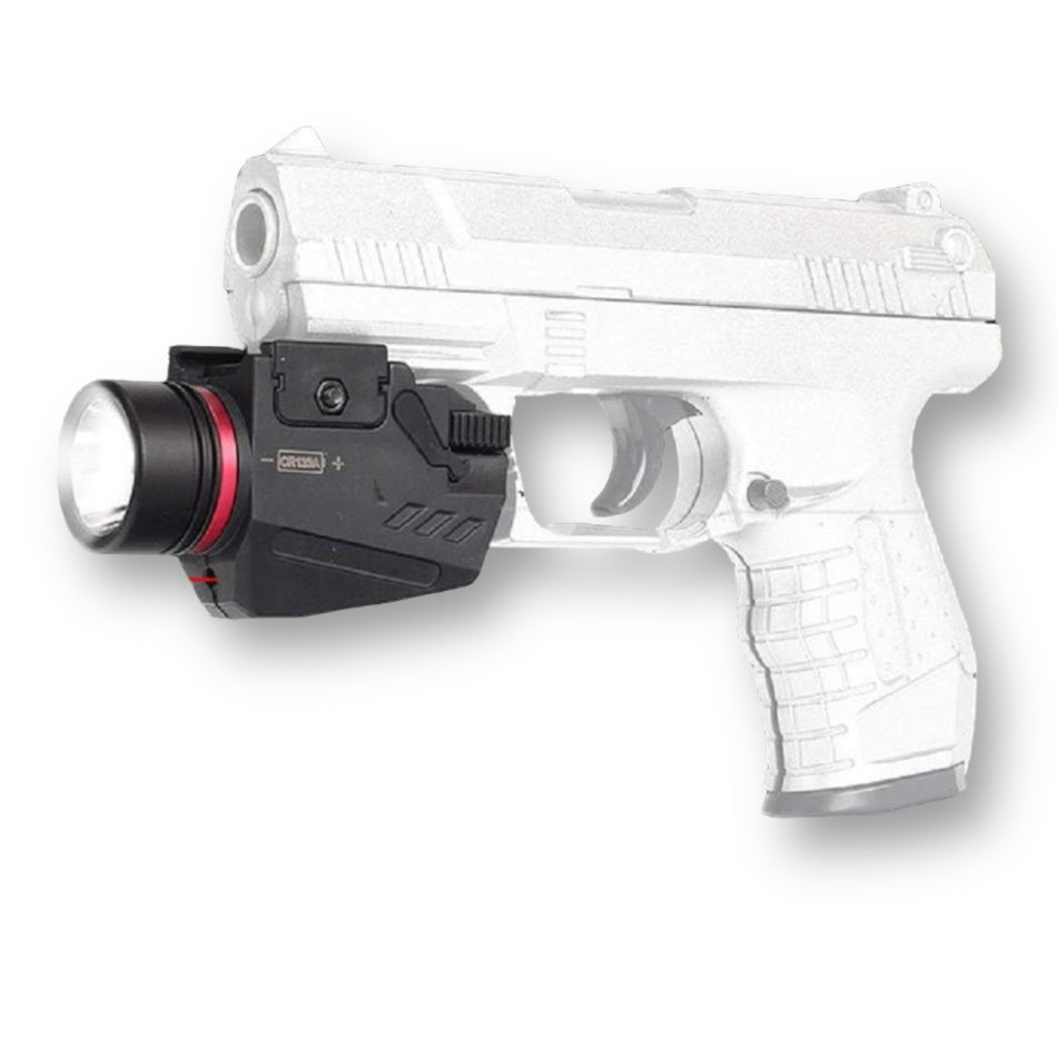 Gel Blaster Pistol Flashlight with Integrated Red Dot Laser - Tactical Picatinny Rail compatible