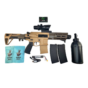 Battle Bundle 3 - TAN Maxim Defense PDX M4 CA-12 AEG CQB Gel Blaster Rifle with metal gears – BBD03