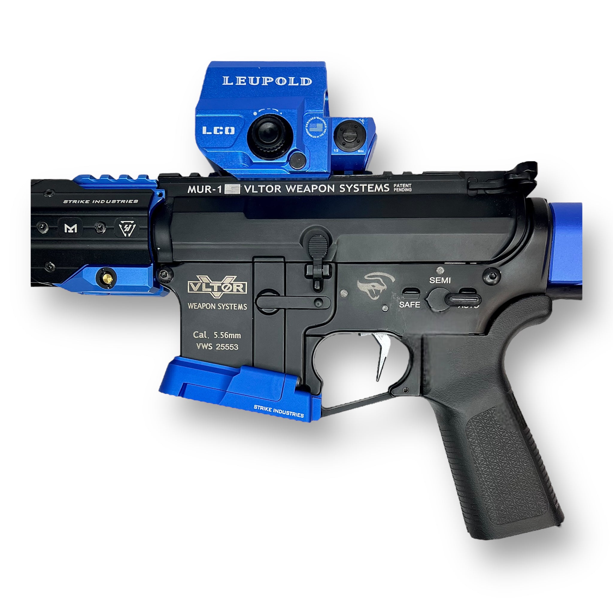 Strike Industries CNC Alloy M4 Flared Magwell for Gel Blaster Rifle - Blue