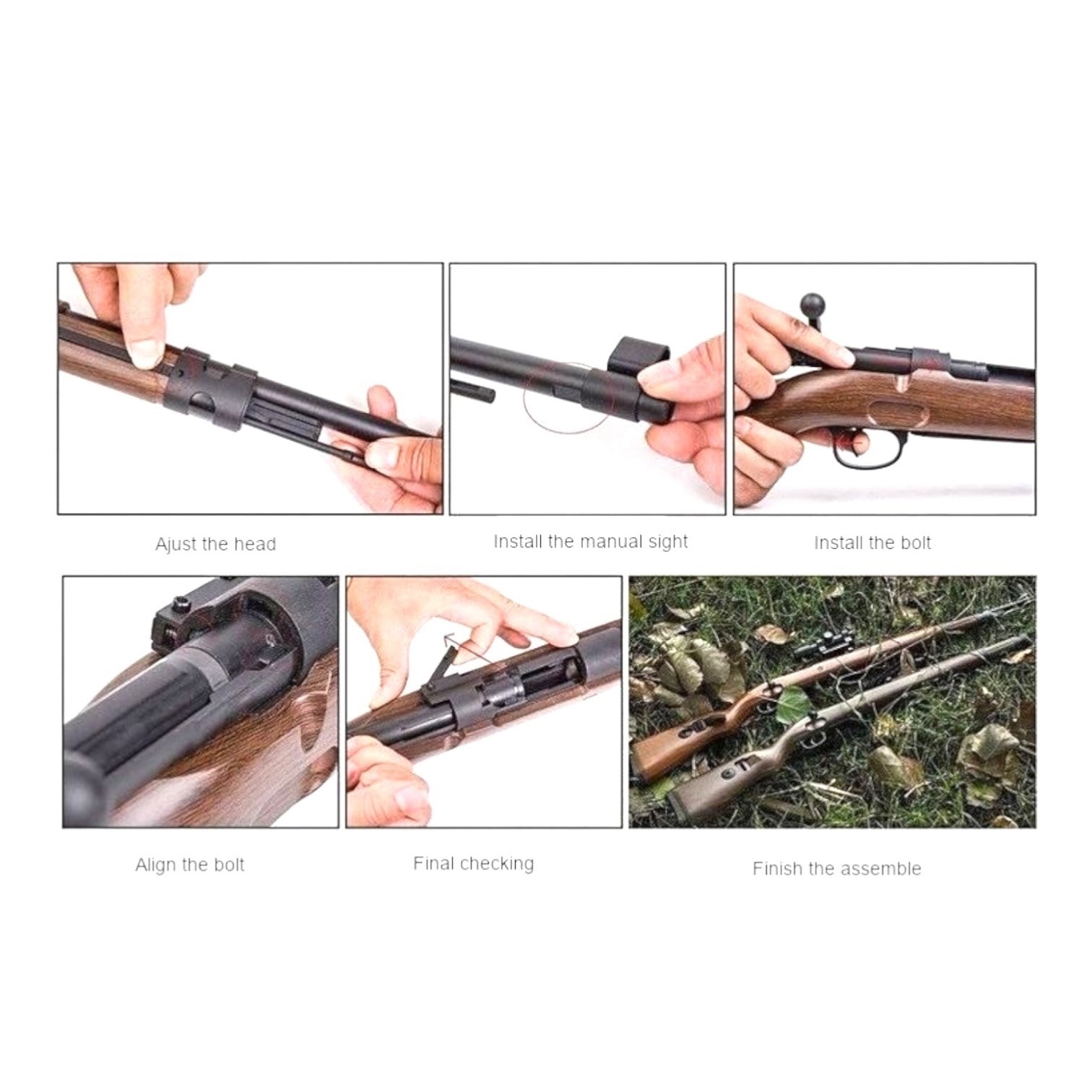 Hanke Mauser Kar98k Nylon Bolt-Action Spring-Operated Gel Blaster Replica Rifle Light wood colour - Assembly Diagram 2