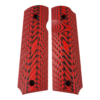 1911 Custom Pistol Grips - Plastic - 2 tone - black & red - J