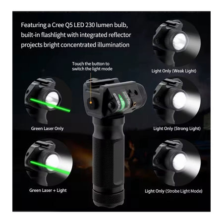 UTG Tactical Vertical Full Metal Foregrip with Integrated Flashlight & Laser - Picatinny Mount