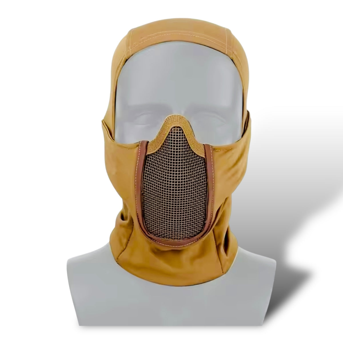 Tactical Balaclava with Steel Mesh Safety Panel - Tan