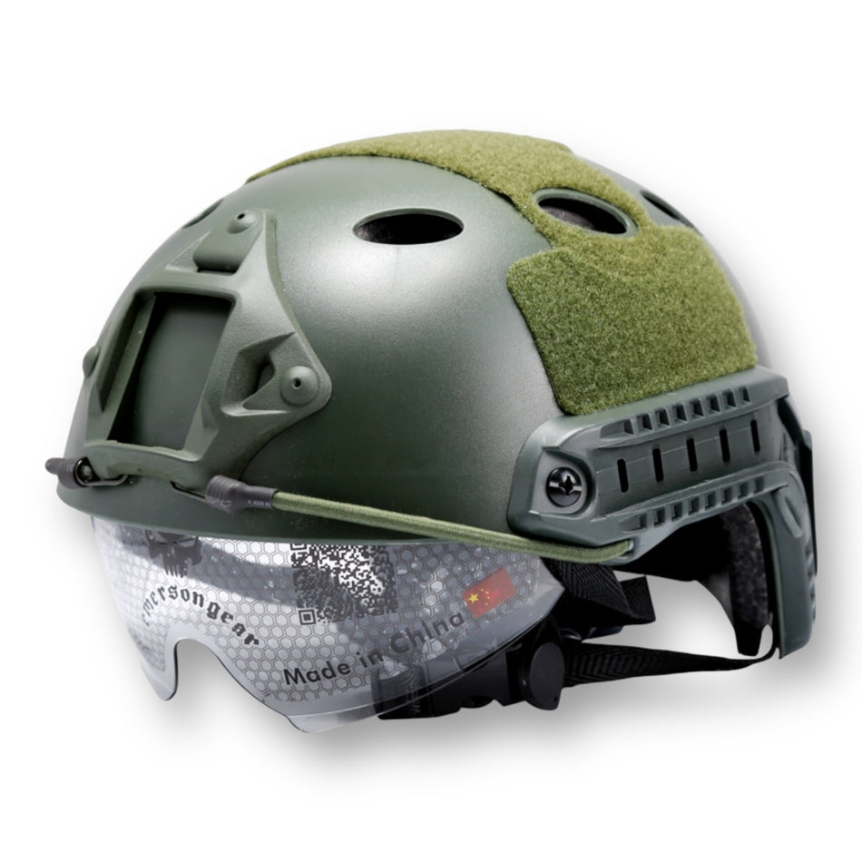 FAST Combat Helmet with Integrated Dropdown Visor - Green