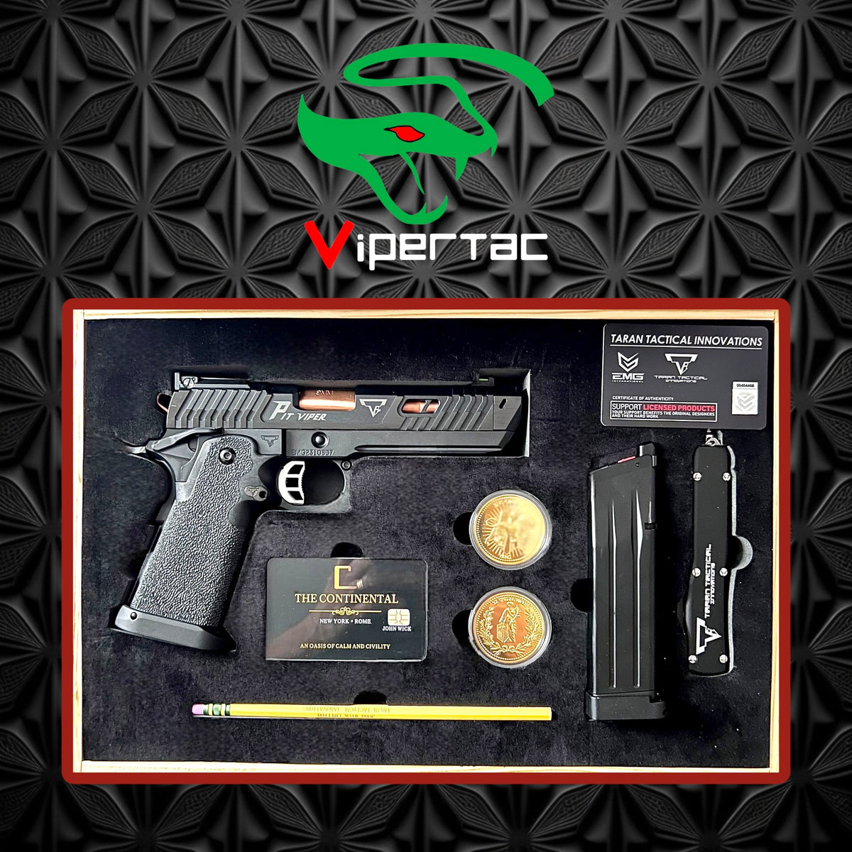 EMG TTI Licensed JW4 2011 Pit Viper Gas Blowback Gel Blaster Pistol Replica & Limited Edition Collectors Box