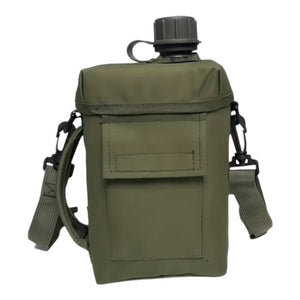 2 Litre Capacity PVC Military Canteen with Oxford Material Cover- Green