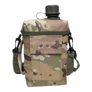2 Litre Capacity PVC Military Canteen with Oxford Material Cover- CP Camouflage