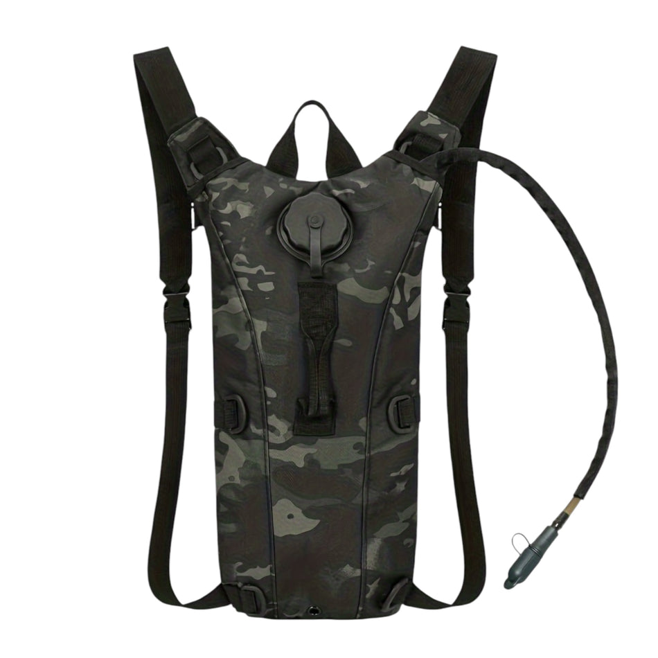 Tactical Hydration Backpack with 2.5L Water Bladder - Black Camouoflage