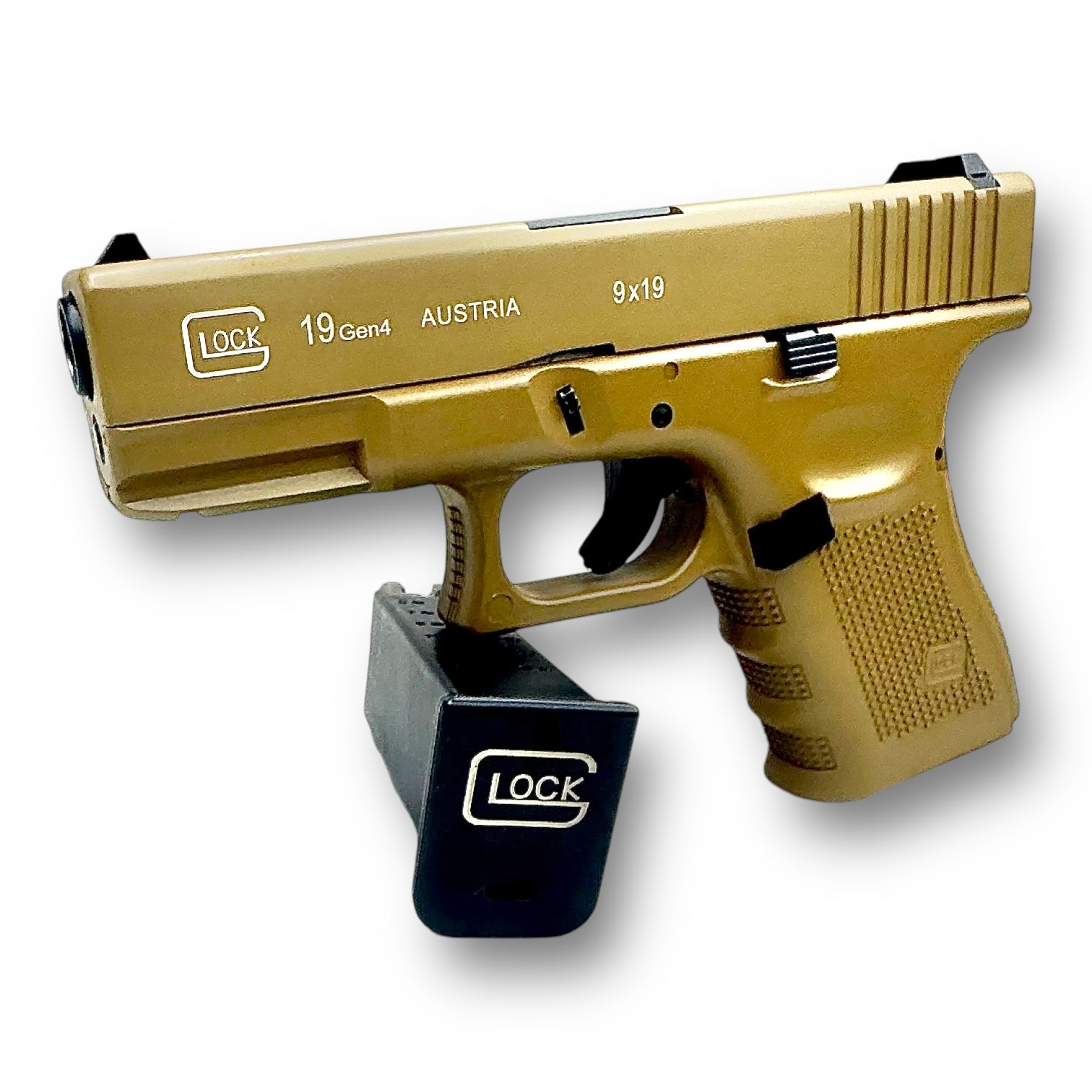 Double Bell Glock G19 Gen4 Gel Blaster Green Gas Blowback Pistol Replica - Tan - 772S & G19 Green Gas Magazine 