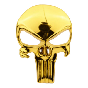 3D Punisher Skull Decal Badge Sticker - Gold