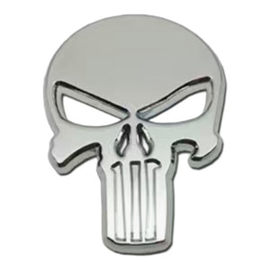 3D Punisher Skull Decal Badge Sticker - Silver