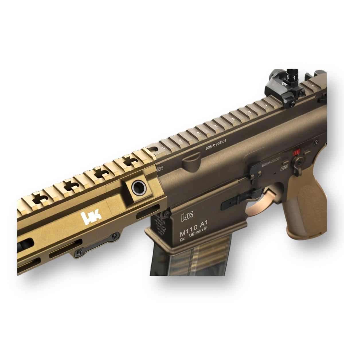 E&C Heckler & Koch HK417 7.62mm 16” MLOK Handguard  DMR V2.5 AEG Gel Blaster Rifle Replica - EC-204-16-DE