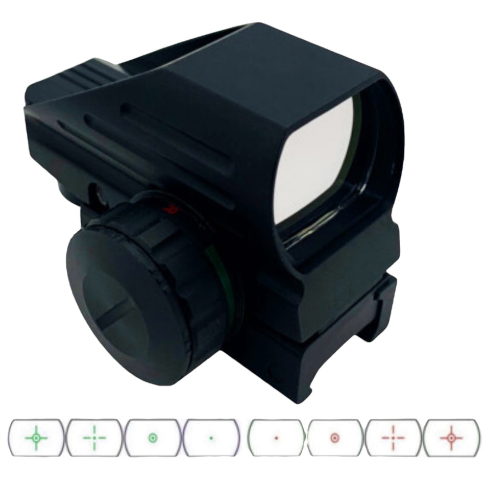Reticle Sight - Picatinny Mount Red and Green Dot Reflex Sight - Black