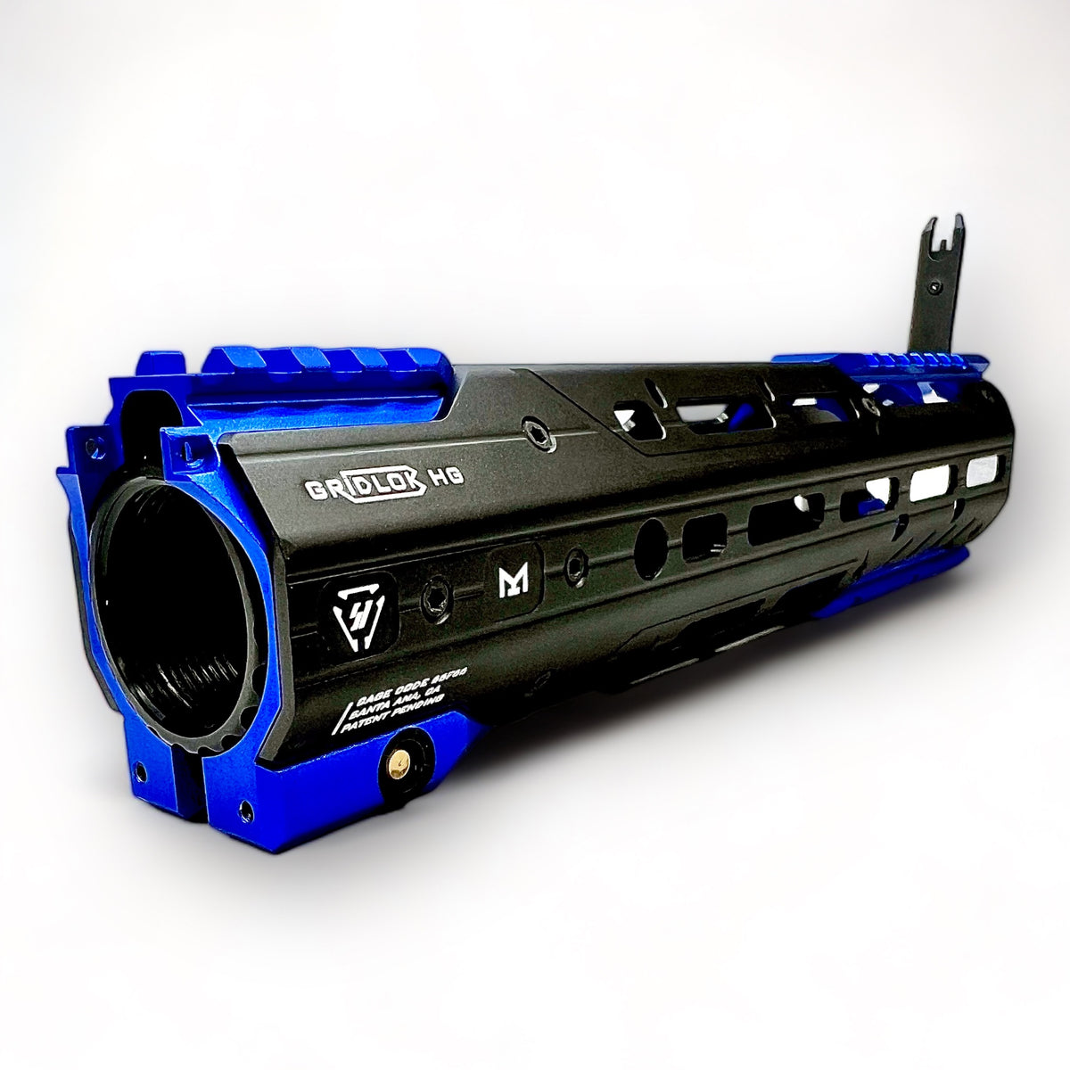 11" Strike Industries SI GridLOK MLOK QD Handguard - Black & Blue Accents with integrated sight blade