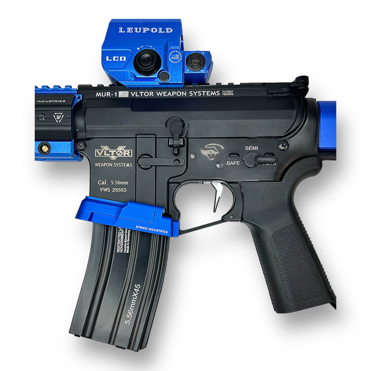 Strike Industries CNC Alloy M4 Flared Magwell for Gel Blaster Rifle - Blue