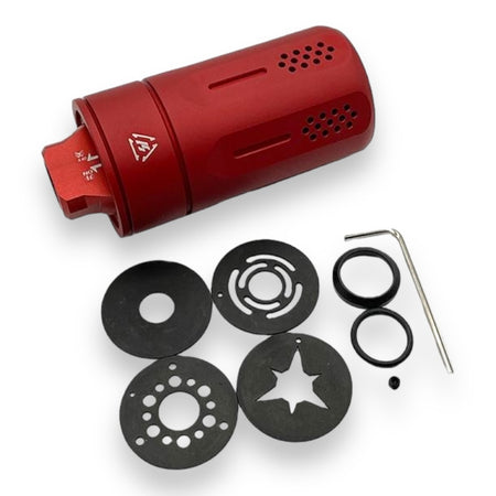 Strike Industries - SI Blast Shield Compensator with Tracer & RGB Multi-Colour Flame Effect Unit & Bonus Flame pattern effect discs - Red