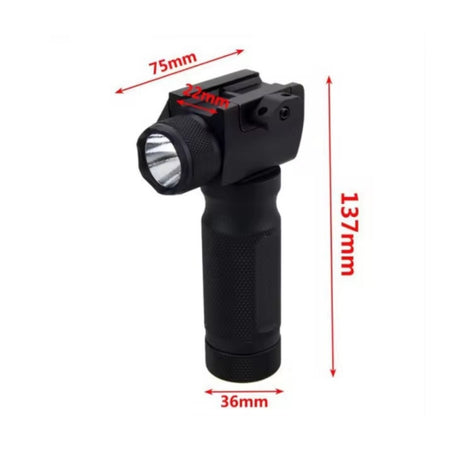 UTG Tactical Vertical Full Metal Foregrip with Integrated Flashlight & Red or Green Laser - Picatinny Mount - Dimensions 