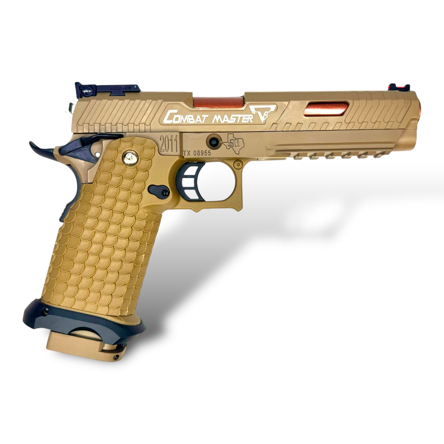 The best priced E&C Hi-Capa 2011 TTI STI Combat Master with Aluminium Slide & mid-frame GBB Gel Blaster Pistol Replica - EC-2102-DE - Desert Earth