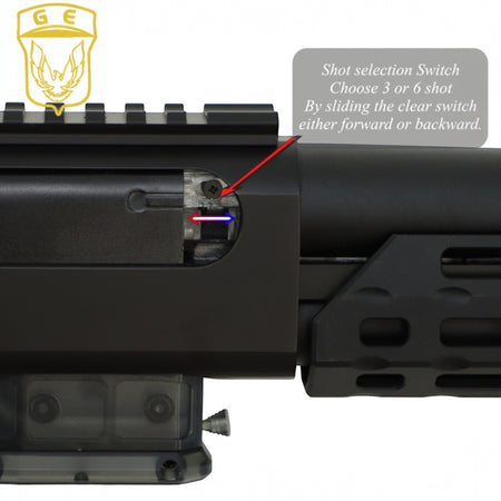 Golden Eagle Tactical Pump Action Gas Powered Shotgun Gel Blaster - GEL8875- Shot Selection Switch