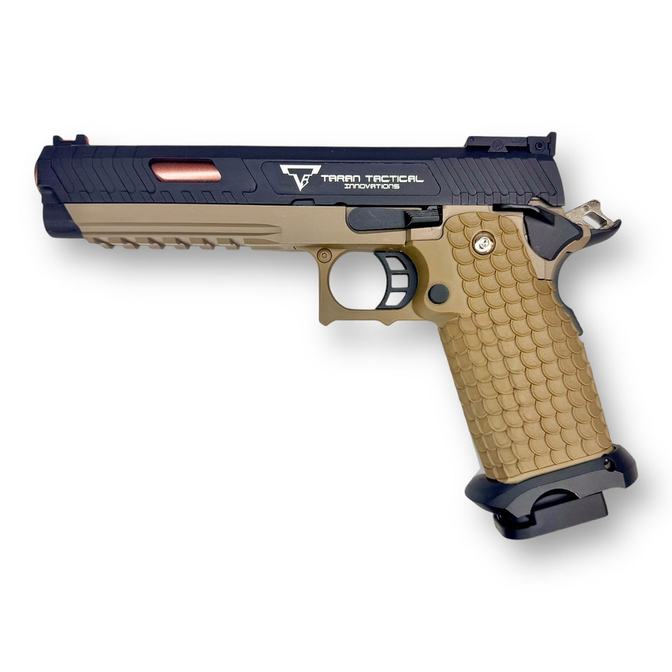 E&C Hi-Capa 2011 TTI STI Combat Master with Aluminium Slide & mid-frame GBB Gel Blaster Pistol Replica - EC-2102 BK/DE- 2 Tone