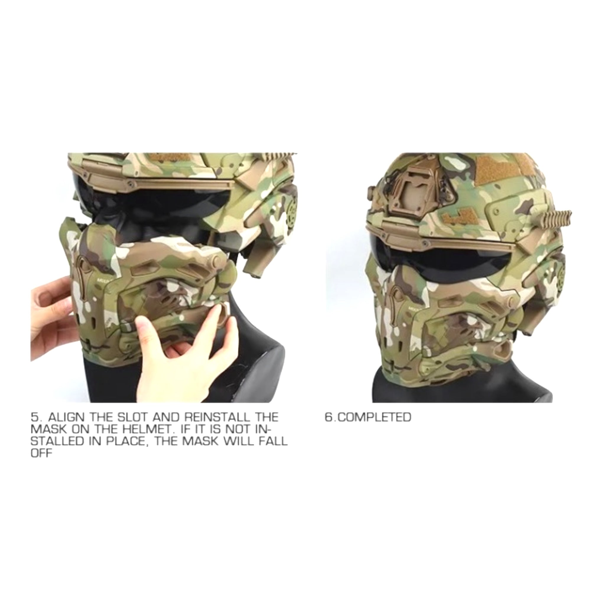 Tactico FAST Full Face Protective Combat Helmet with integrated Fan and HD Headphones - Helmet fitting instructions 