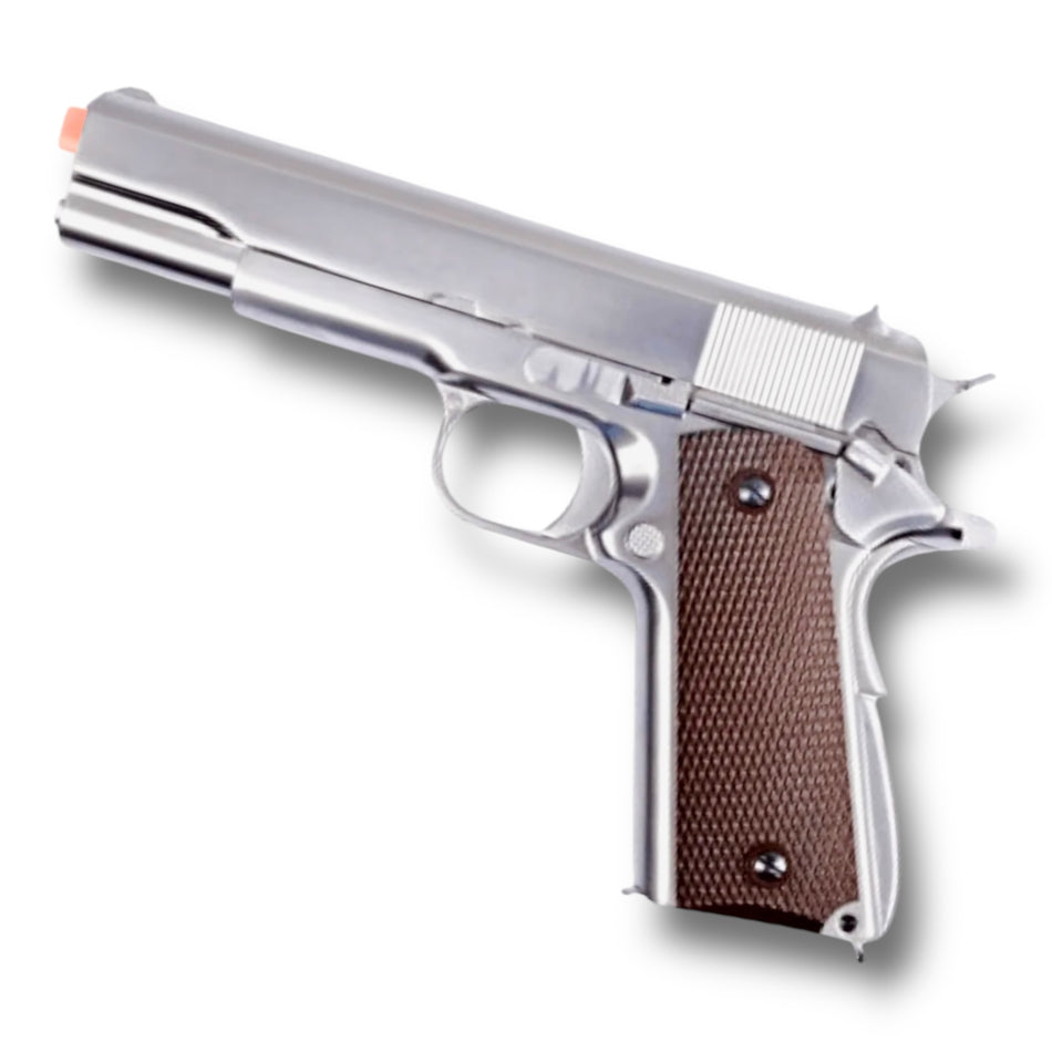 WE Tech 1911 Colt Government .45 GBB Gel Blaster Pistol - Matte Silver - WE-E006A-GEN2-GB