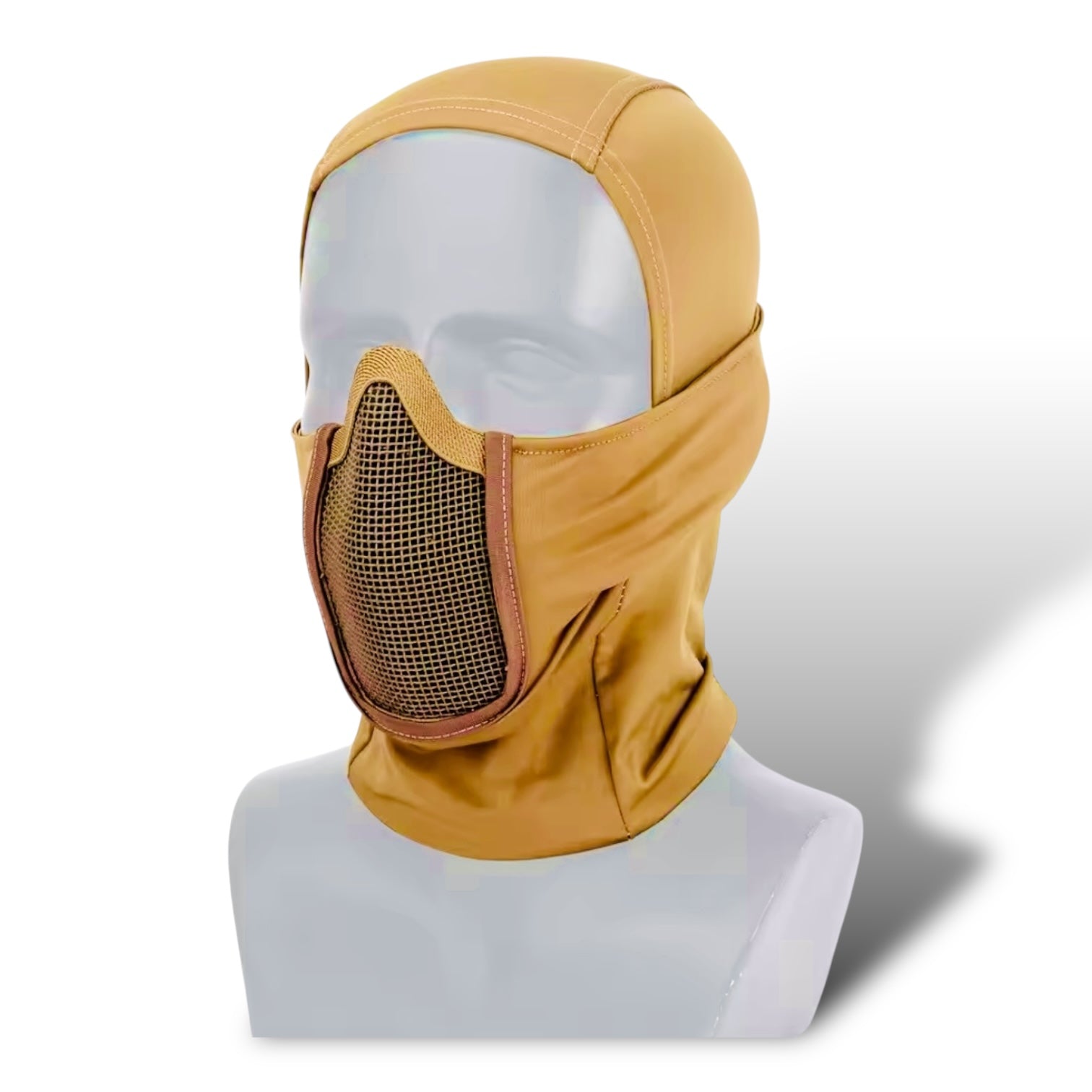 Tactical Balaclava with Steel Mesh Safety Panel - Tan