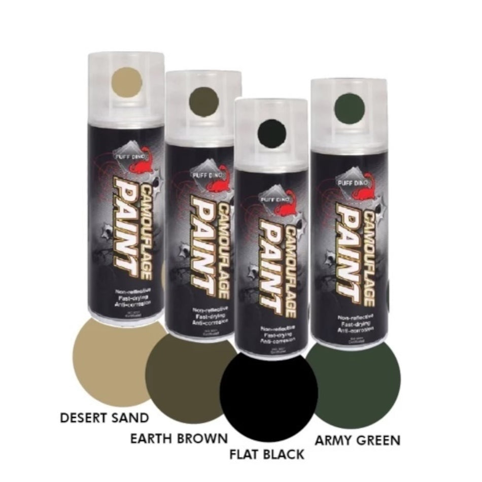 Puff Dino Camouflage Paint For Gel Blasters - 220ml Can - 4 x Colours