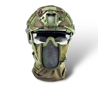 Tactical Balaclava with Steel Mesh Safety Panel - Green