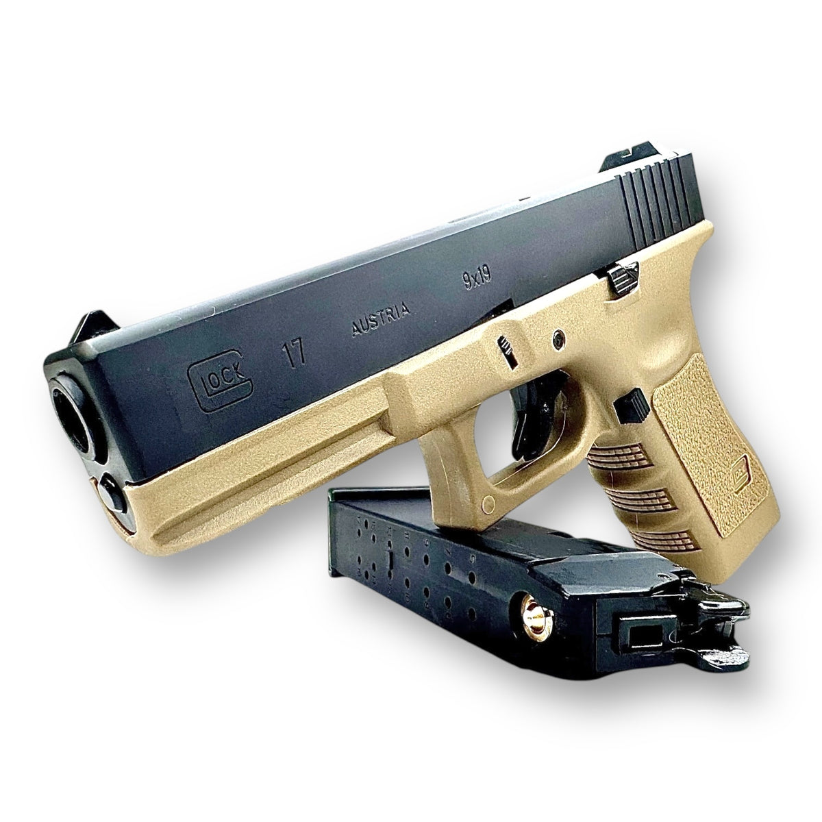 E&C Glock G17 Gen3 with Aluminium Slide GBB Gel Blaster Replica Pistol - EC-1101-DE1 BK/DE