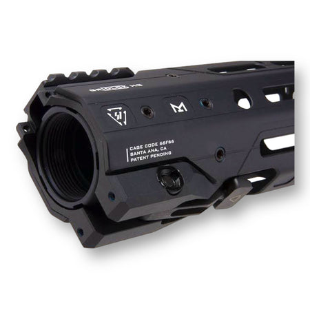 8.5" Strike Industries SI GridLOK MLOK QD Handguard for AEG & GBBR gel blaster rifles - Black - Receiver end of handguard with 18mm wide bracket (measure your receiver at the front end to ensure the handguard will work properly)