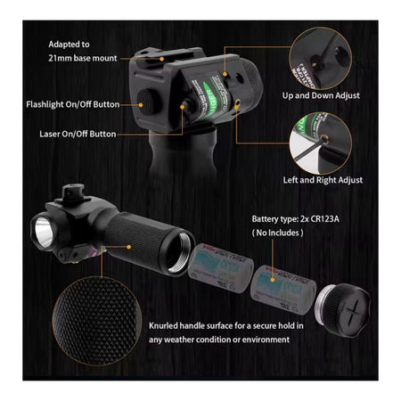 UTG Tactical Vertical Full Metal Foregrip with Integrated Flashlight & Laser - Picatinny Mount
