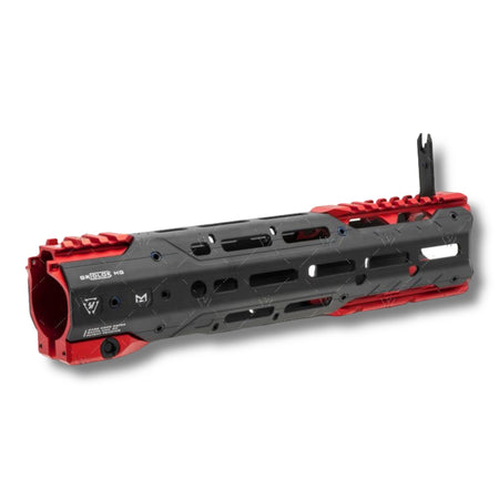 11" Strike Industries SI GridLOK MLOK QD Handguard - Black & Red Accents with integrated front sight blade