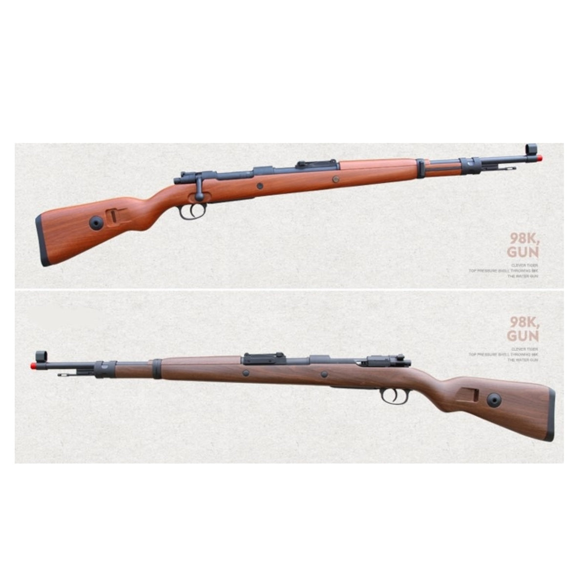 HANKE Mauser Kar98k Nylon Bolt Action Spring Operated Gel Blaster Replica Rifle
Light wood & dark wood variants 