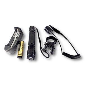 LED Rechargeable Torch with Rifle Mount & Remote Pressure Switch