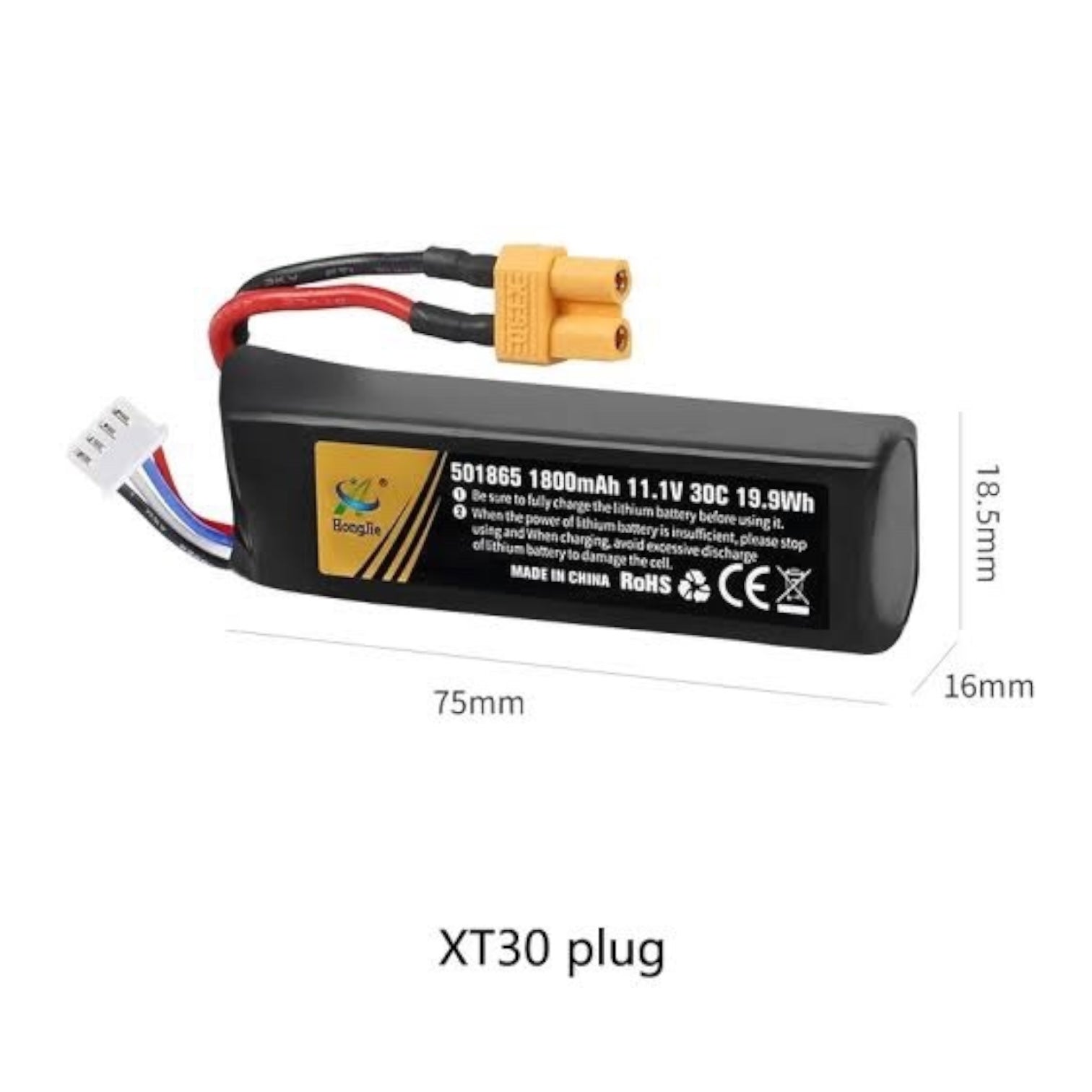 Hong Jie 11.1v 1800mAh LiPo Battery - XT30 Plug