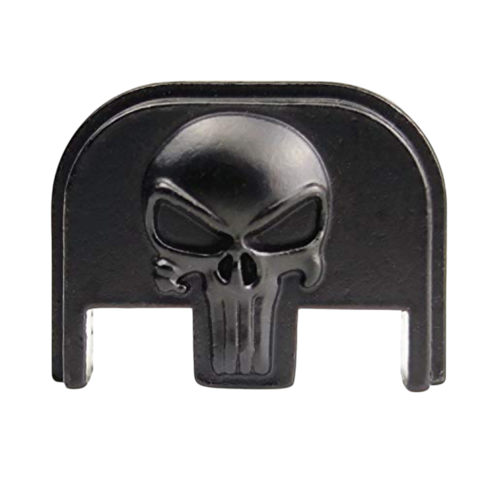 Glock Pistol Slide Rear Cover Plate – 3D Skull (Black)