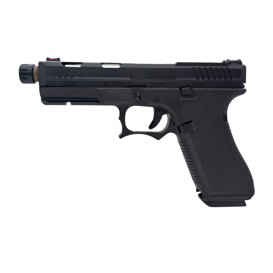Custom Golden Eagle ‘A John Wick Story’ Ballerina style Glock G17 Gen5 MOS Gas Blowback Gel Blaster Pistol Replica - Black